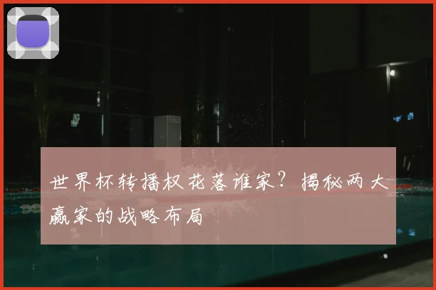 世界杯转播权花落谁家?揭秘两大赢家的战略布局